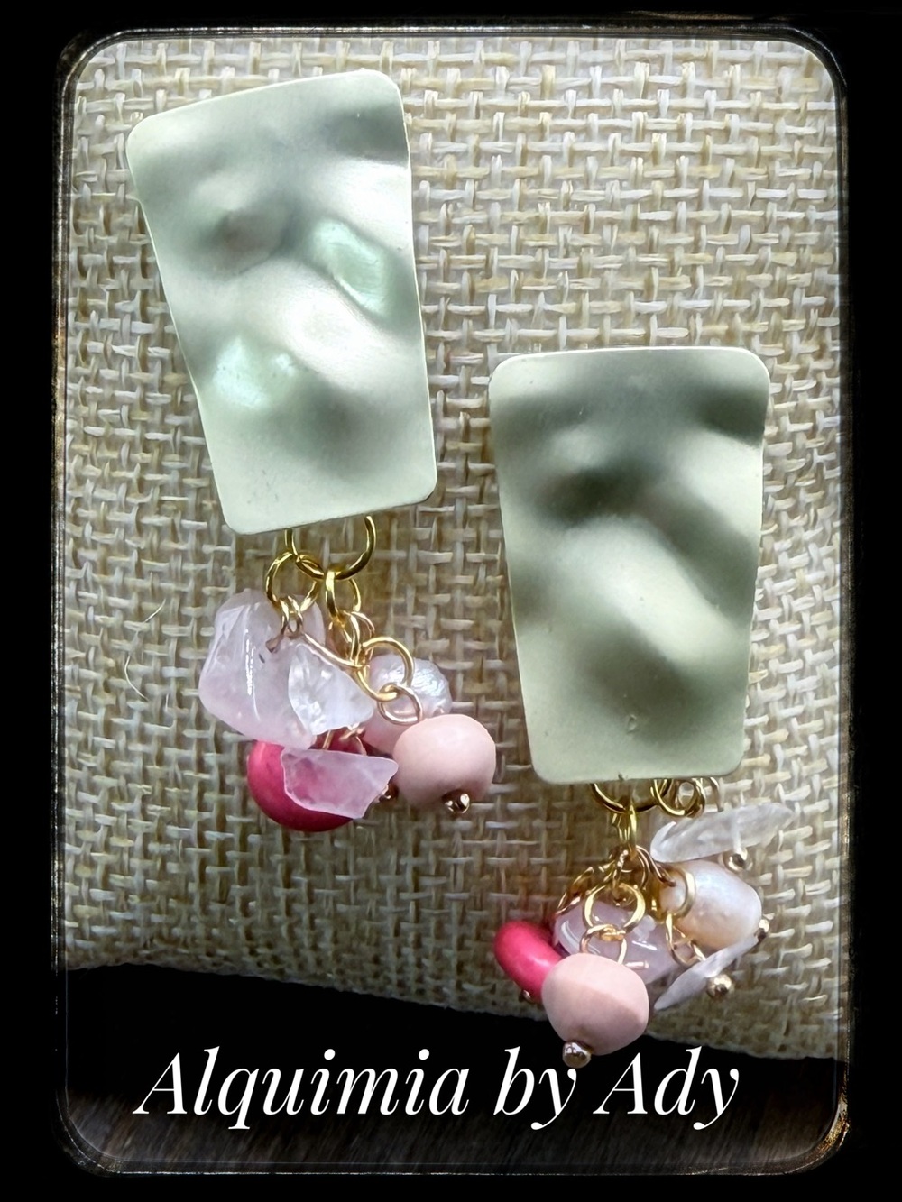 Monumental + Pink QUARTZ gold cluster Earrings